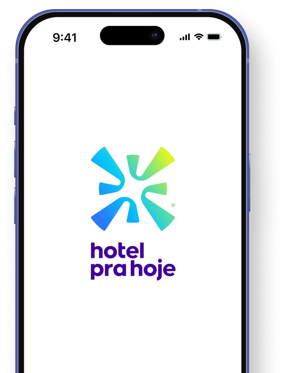 Aplicativo Hotel Pra Hoje em um celular